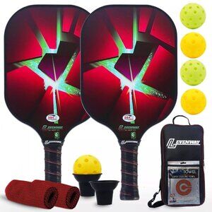 Pickleball Paddles Set of 2 – USAPA Approved Fiberglass Rackets with 4 Balls